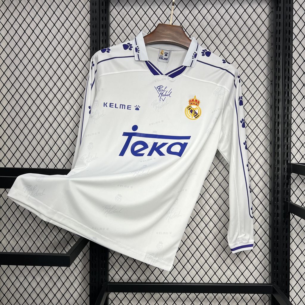 Real Madrid 1994/96 Home Long Sleeve Retro us