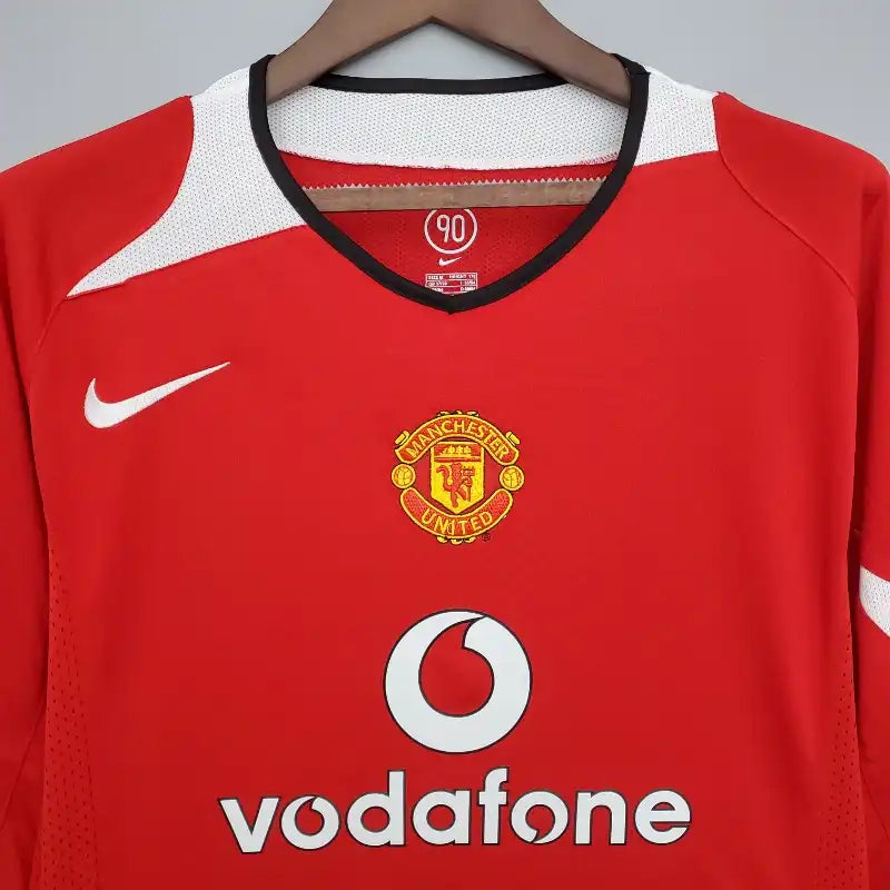 Manchester United 2004 06 home used manga larga